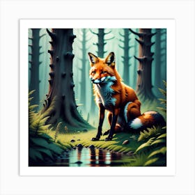 Fox In The Forest 71 Art Print