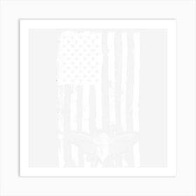 Us Flag Cicada In White Distressed For Cicada Summer Art Print