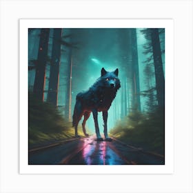 Wolf In The Woods 48 Art Print