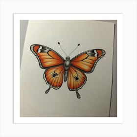 Orange Butterfly 1 Art Print