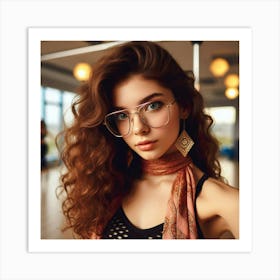 Young Woman In Glasses Art Print