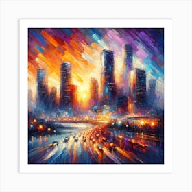 Cityscape At Night Art Print