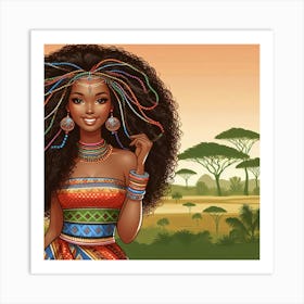 African Girl In Traditional Dress Wall Art Art Print