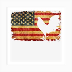 Vintage Us Flag Cock Fight Art Print