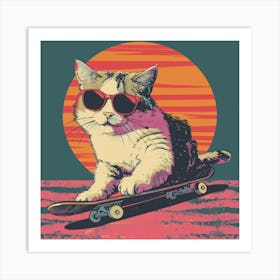 Skateboard Cat 8 Art Print