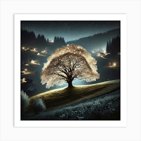 Tree At Night 3 Art Print