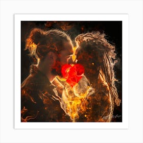 Valentines Lights Us Up - Love Flames Art Print