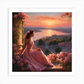 Sunset Roses Art Print