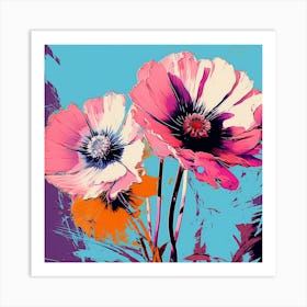 Andy Warhol Style Pop Art Flowers Florals 10 Square Art Print