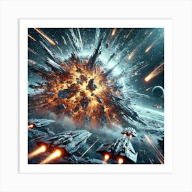 A Futuristic Sci Fi Scene Showing The Fleet Eradic Art Print