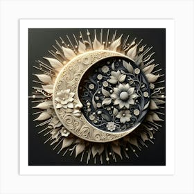 Moon And Flowers 13 Art Print