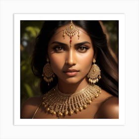 Indian Woman In Gold Jewelry Art Print