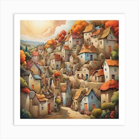 Village In Autumn Art Print