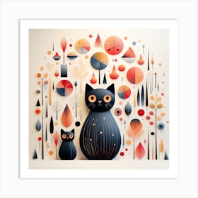 Abstract Cat Illustration Art Print