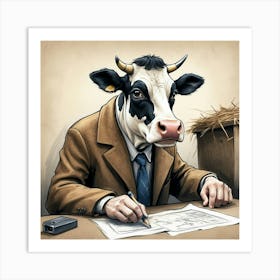 Cow In A Suit 3 Art Print