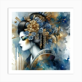 Japan Traditional Geisha Illustration By Ad 191 Art Print