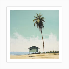 Palm Tree On The Beach Art Print