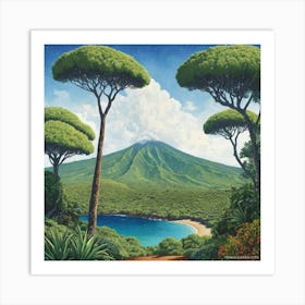 Reunion National Park France Pointillism Art Print 5 Art Print