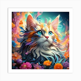 Cat With Blue Eyes Art Print