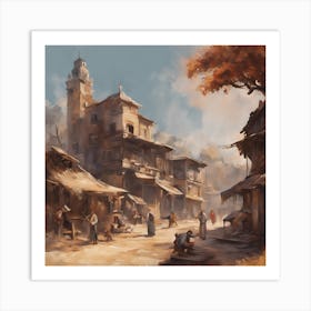 Village In The Desert Art Print