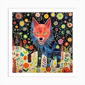 Fox In The Night Art Print