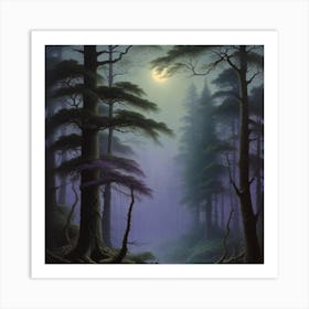 tree with moon Art Print