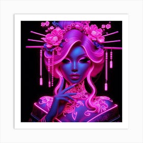 Neon Chinese Girl Art Print