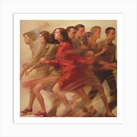 Group Of People Running Art Print