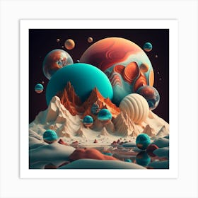 Abstract Planets Art Print