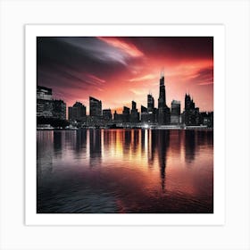 Sunset In Chicago 5 Art Print