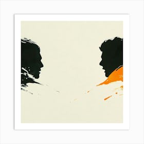 Silhouette Of Two Men Art Print