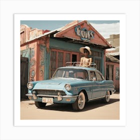 Girl In A Car Art Print