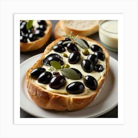 Olives On Bread Art Print