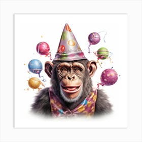 Birthday Chimp 3 Art Print