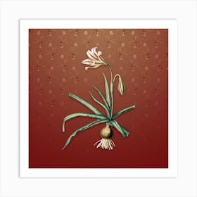 Vintage Amaryllis Broussonetii Botanical on Falu Red Pattern Art Print