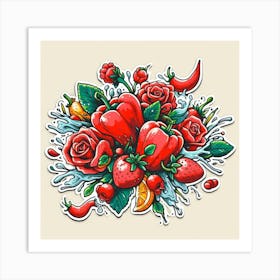 Bouquet Of Red Roses Art Print