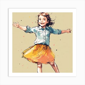 Little Girl In Yellow Skirt Art Print