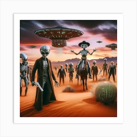 Aliens In The Desert Art Print