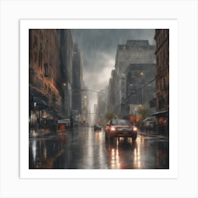 Rainy Night In New York City Art Print