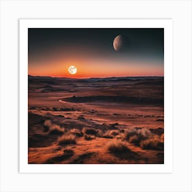 Desert Landscape At Sunset 1 Art Print