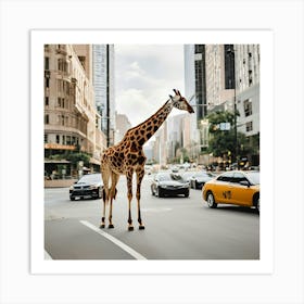 Giraffe In The City Art Print