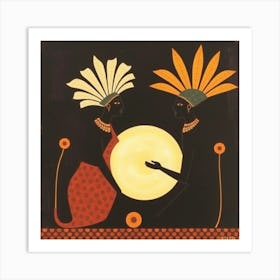 Two Women With A Moon Art Print