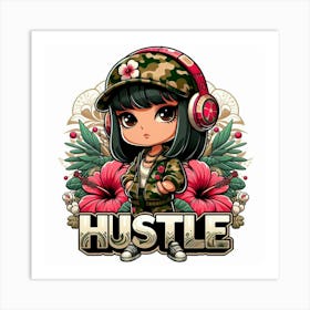 Hustle Camo Girl Art Print