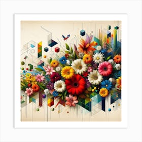 Abstract Flowers 1 Art Print