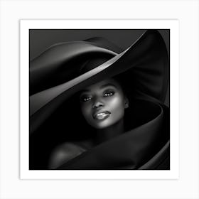 Black Woman In Black Hat Art Print