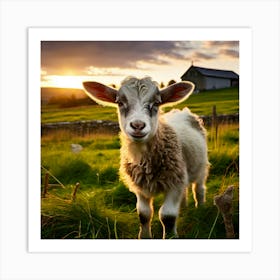 Little Lamb At Sunset Art Print