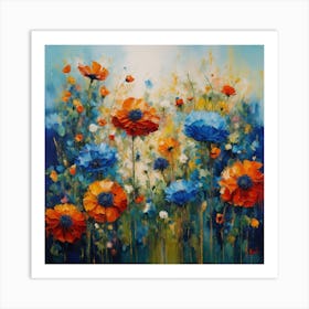 Cornflowers and poppies 3 Art Print