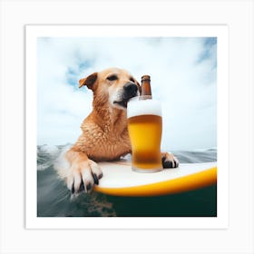 Surfing Dog Art Print