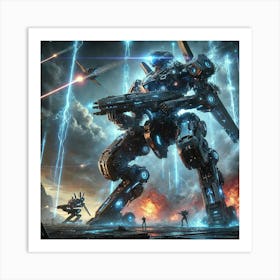 Ai Enhanced Kaiju Mechs Alliance Army Art Print