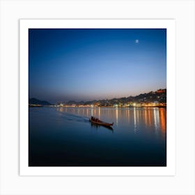 Under The Soft Hues Of A Twilight Sky A Traditional Boat Cuts Through The Indian Seto Inland Sea I Art Print